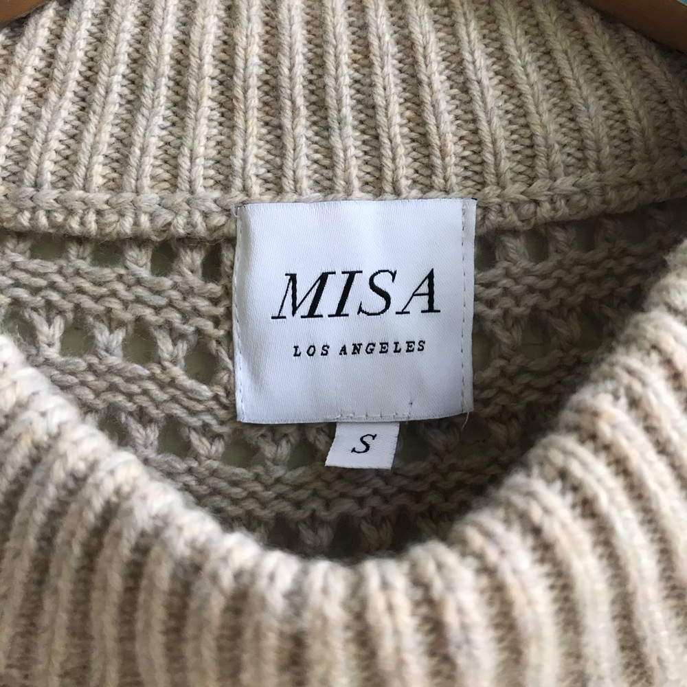 MISA Los Angeles Ramsey Oatmeal Open Knit Sweater - Picture 4 of 8